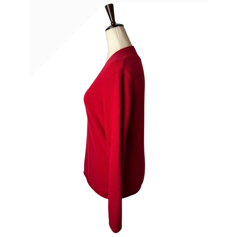 Investments Cashmere Sweater Women Large Red V Neck Knit Quiet Luxury Preppy - Picture 6 of 9